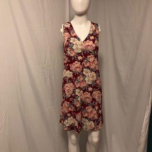Loft MP red floral short sleeve dress